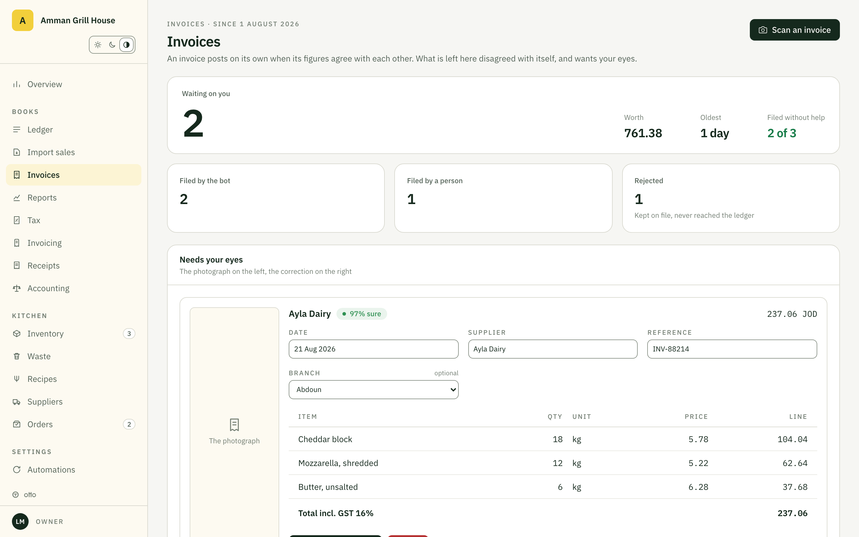 Otto, Supplier invoices