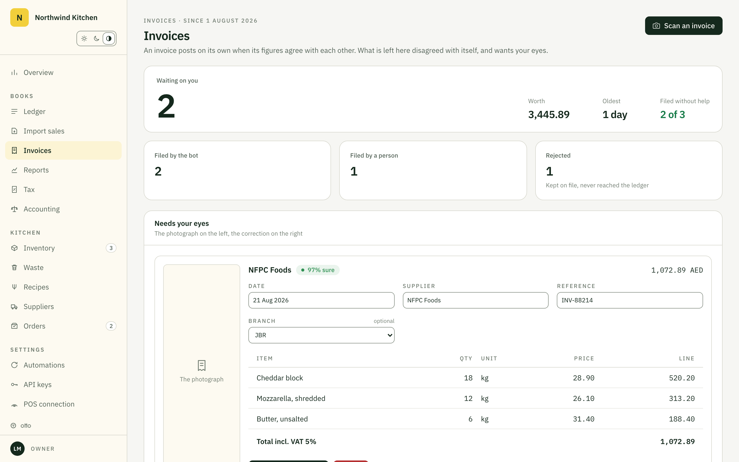 Otto, Supplier invoices